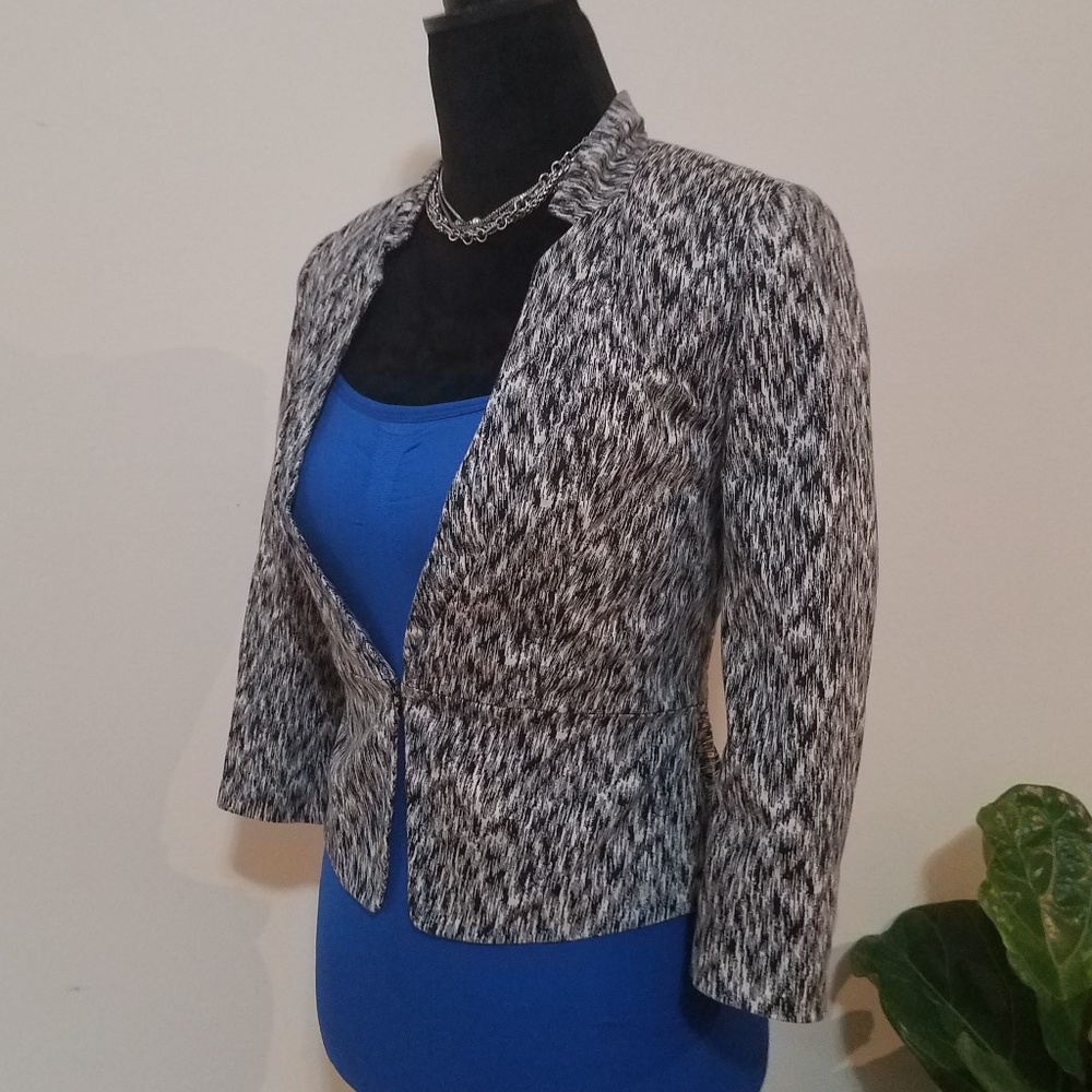 Express Black and White Open Front Blazer